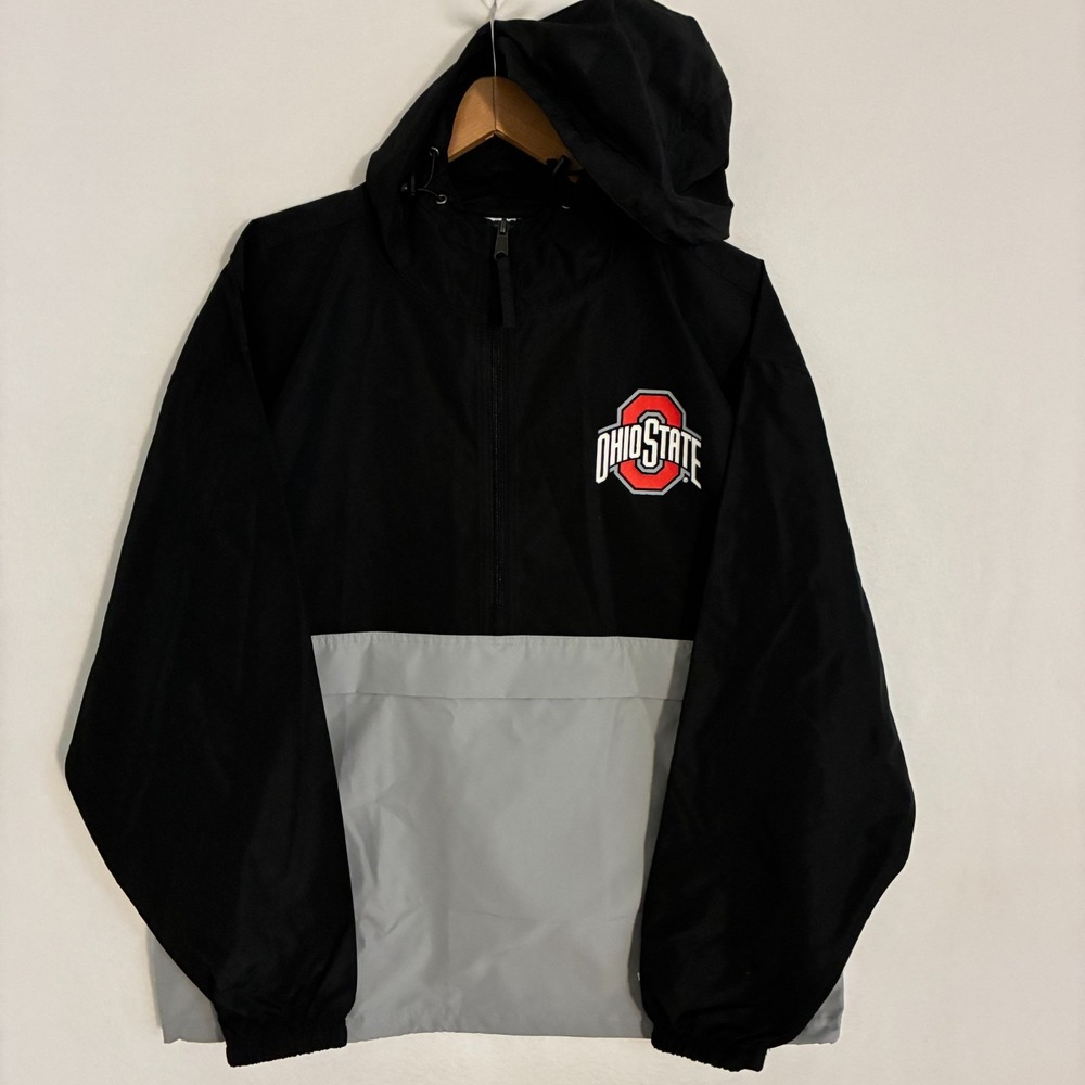 Ohio State Buckeyes Champion Windbreaker Jacket Men's L Hooded Football OSU